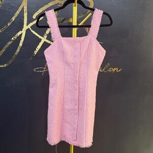 Elegant Pink Tweed Dress